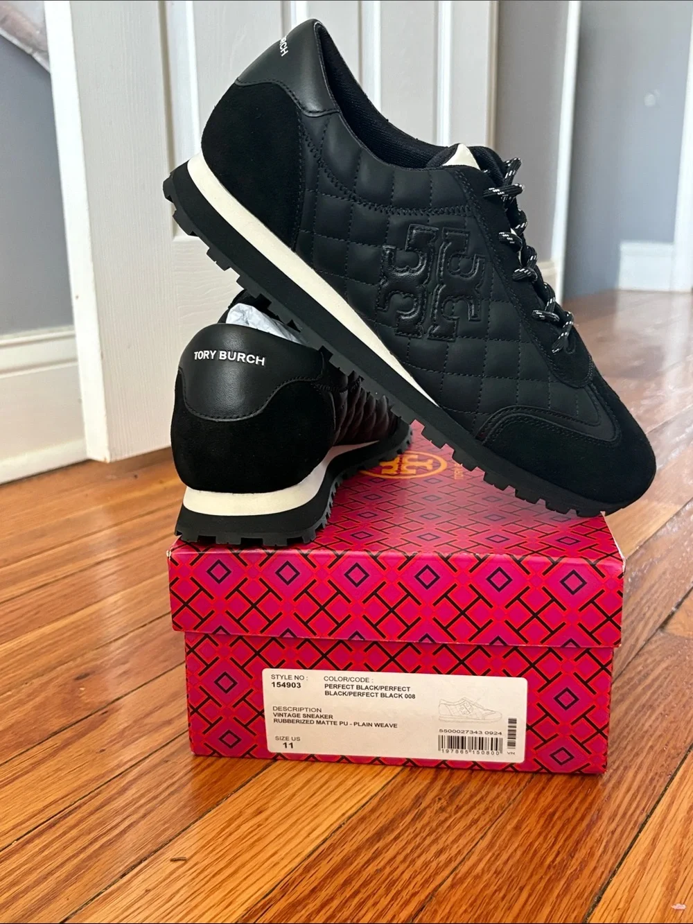 Tory Burch T Monogram Ladybug Sneaker in Perfect Black - Women's Size 11